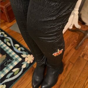 Free People Jeffery Campbell Black Textured high high boot with Embroidery